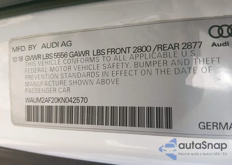 2019 Audi A6 55 Premium from USA, damaged, VIN WAUM2AF20KN042570